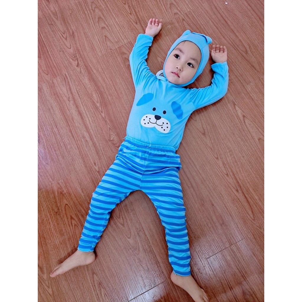 Sale!! Bộ dài tay thun lạnh hàng Minky Mom chính hãng có nón tai thỏ chất thun lạnh mềm dịu mát cho bé trai bé gái (DT9)