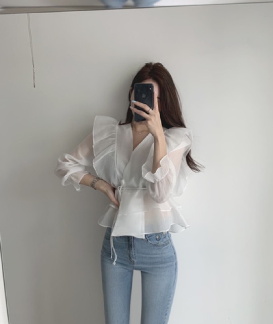 Áo voan xoè kiểu peplum koreastyle