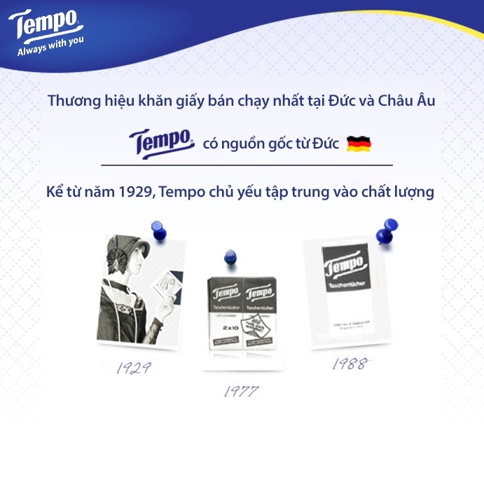 Khăn giấy rút cao cấp Tempo - 4 lớp bền dai - Thương hiệu Đức