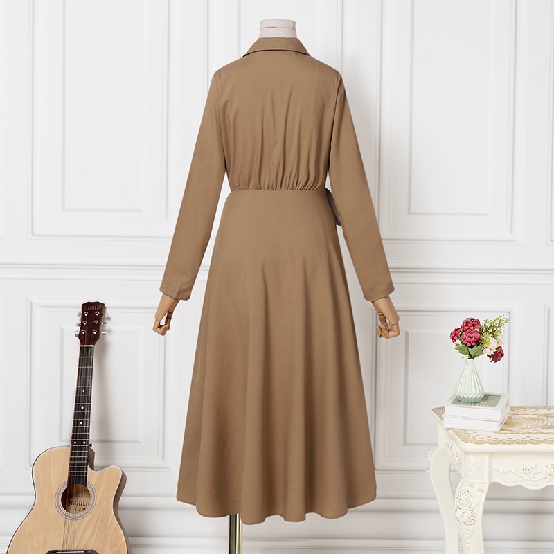 Đầm ZANZEA trơn ôm dáng thường ngày cài cúc cổ bẻ dễ phối đồ đơn giản phong cách Hàn Quốc