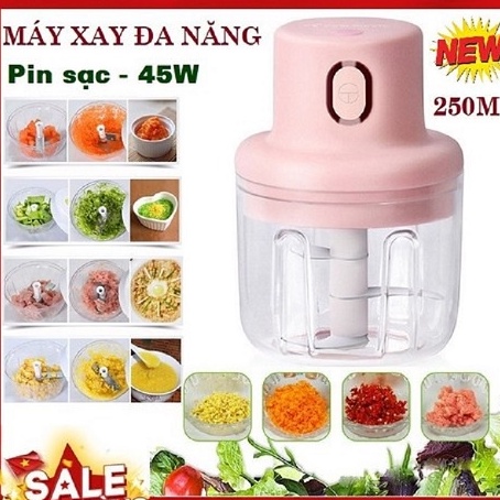 Máy xay thực phẩm gia vị hành tỏi ớt Mini 250ML /  Xay sinh tố 45W - Có tích pin sạc cổng USB - PDBT