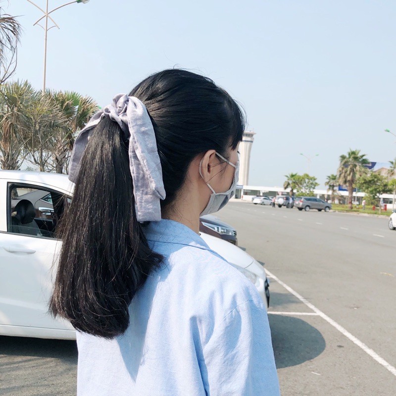 Buộc tóc SCRUNCHIES nơ dây dài phong cách vintage