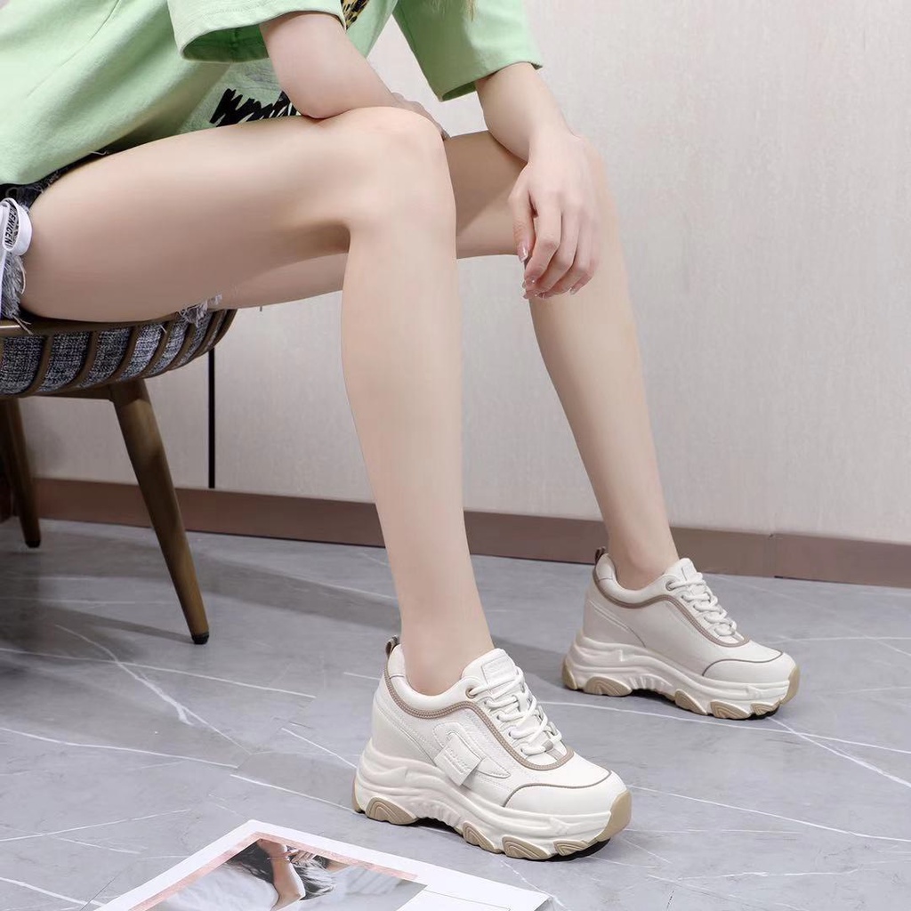 Giày thể thao nâng đế buộc dây cao 8cm tôn dáng, hàng quảng châu cao cấp đi bao êm