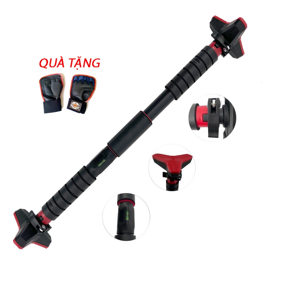 Xà Đơn Treo Tường,Gắn Cửa 3 Cạnh Tích Hợp Giọt Nước Chỉnh Thăng Bằng + Tặng Găng Tay Tập Xà