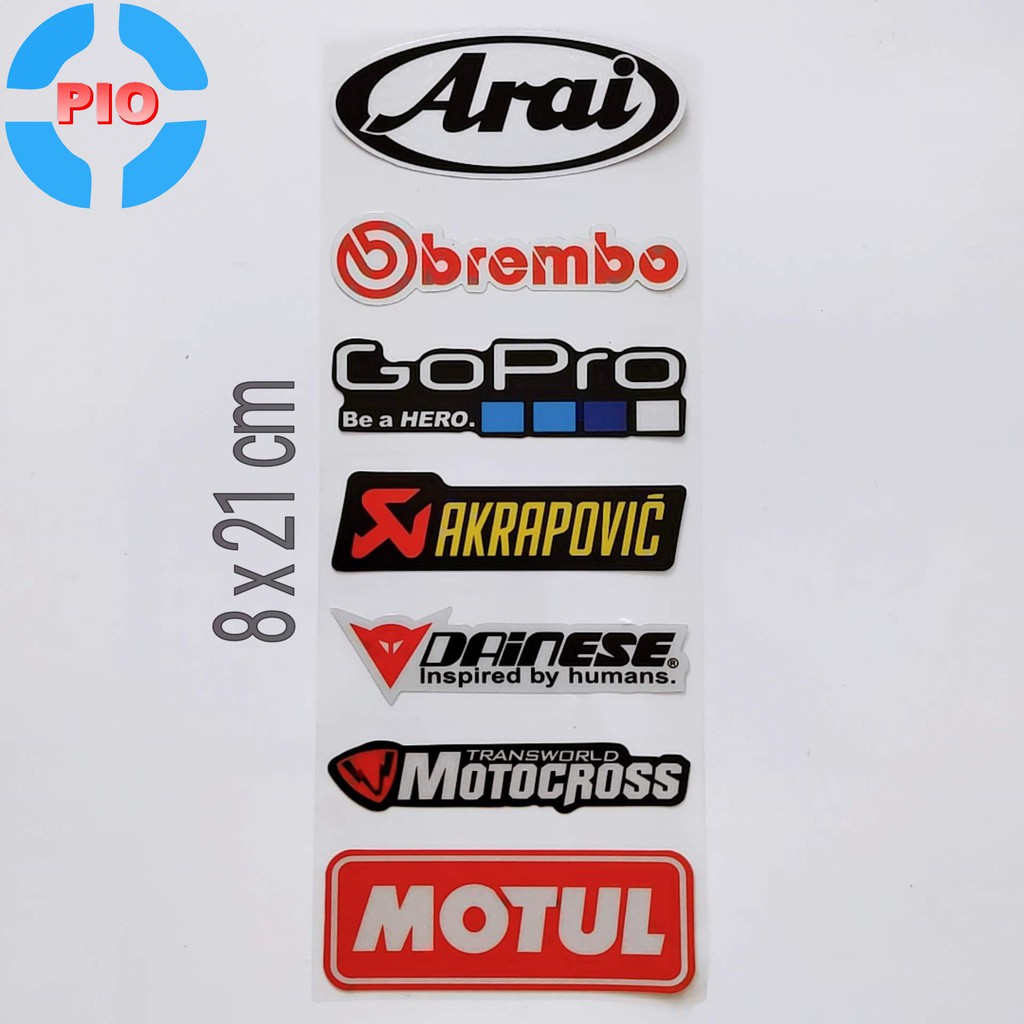 Bộ Tem Sticker Arai Phản Quang Cao Cấp Dán Xe Máy, Ô Tô, Mũ Bảo Hiểm, Chống Thấm Nước, Chống Bay Màu