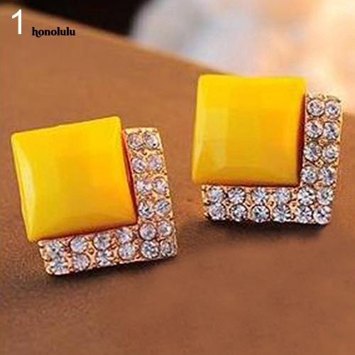 Bông Tai HìNh Vuông ĐíNh Kim Cương Giả ThờI Trang