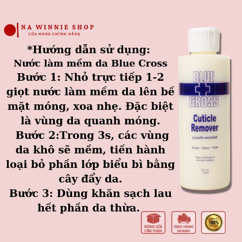 Kem làm mềm da - Nước làm mềm da nail Blue Cross chính hãng nhập khẩu từ Mỹ - không cần ngâm nước