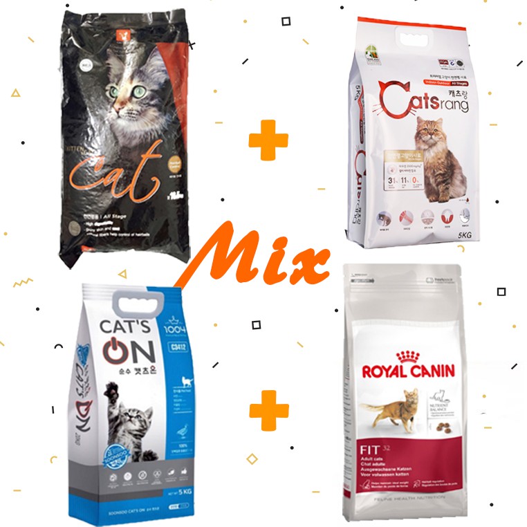 Thức ăn hạt cho mèo mix các loại (Túi 1kg) - Giúp mèo không ngán khi ăn
