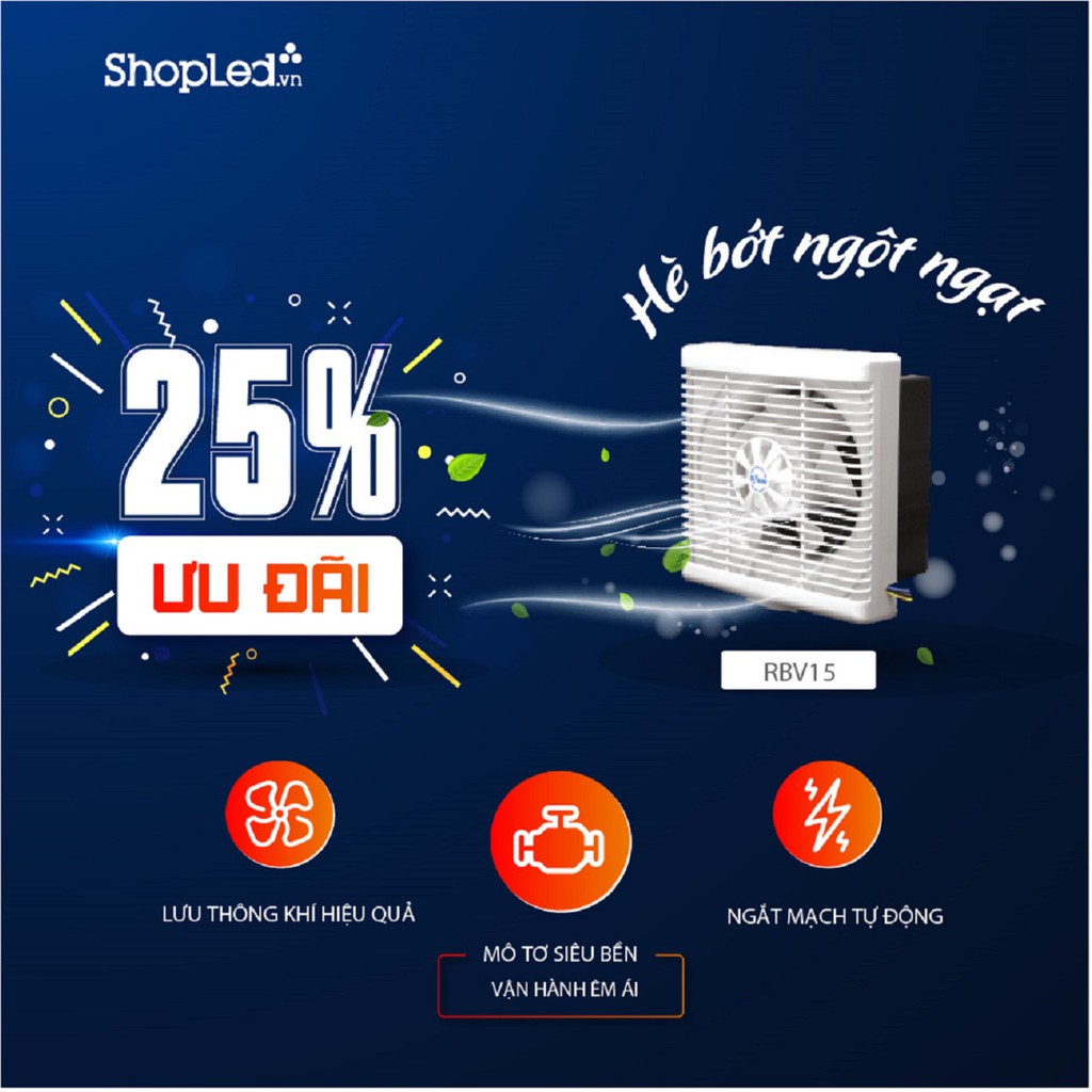 [GIẢM GIÁ 25%] Quạt thông gió âm tường Roman RBV15 | Quạt hút âm tường hút mùi, hút ẩm, hút nhiệt chính hãng