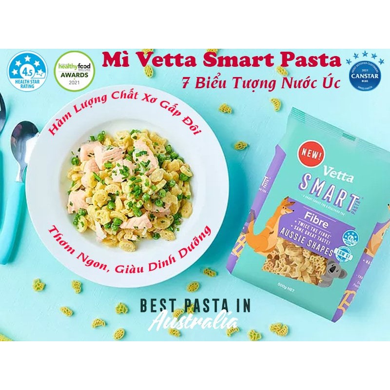 Mì rau củ yến mạch Vetta Smart Pasta (7 biểu tượng của Úc ) 500g