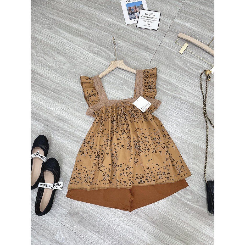 Set Hoa Nâu Tây Cánh Tiên Phối Ren | BigBuy360 - bigbuy360.vn