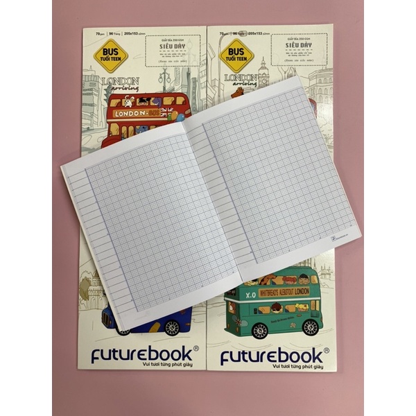 Tập học sinh Futurebook 96 trang, ô kẻ ngang, ô caro 4 ôly, định lượng 70gsm