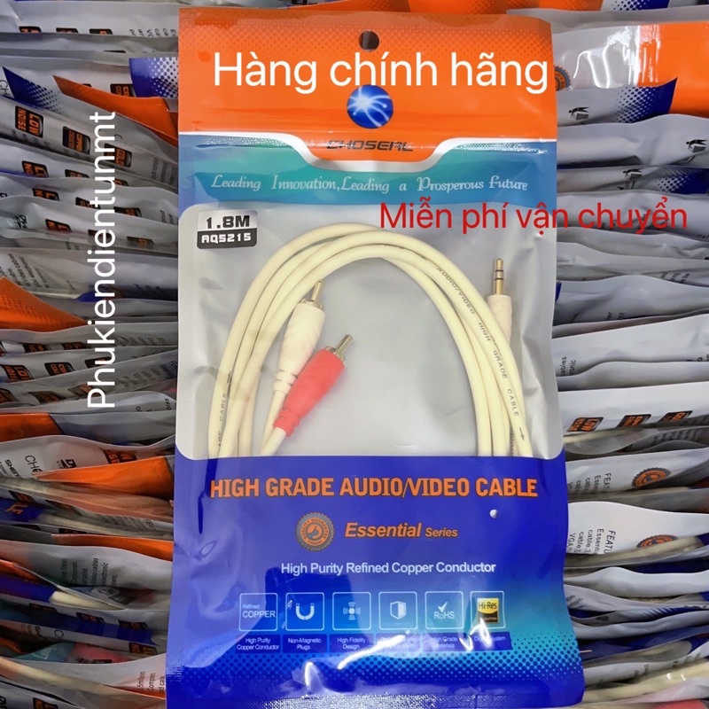 ( 1.8m/3m/5m/10m )Dây cáp âm thanh 3.5 ra 2 AV chính hãng CHOSEAL