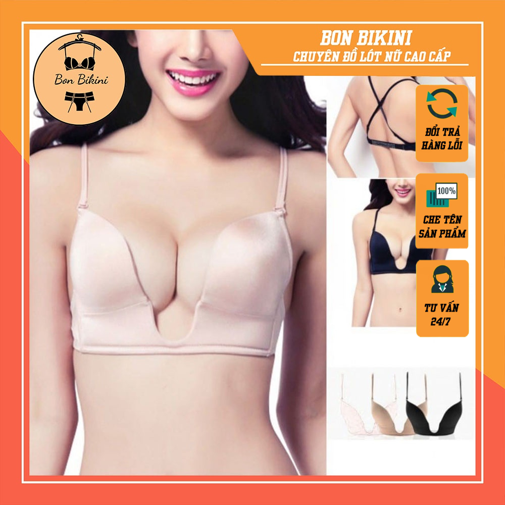 Áo Ngực Chữ U - Áo ngực nữ - bra chữ U,  mặc hở cổ khoét sâu (chuyên dụng mặc đầm khoét sâu, Tặng dây trong hở lưng))
