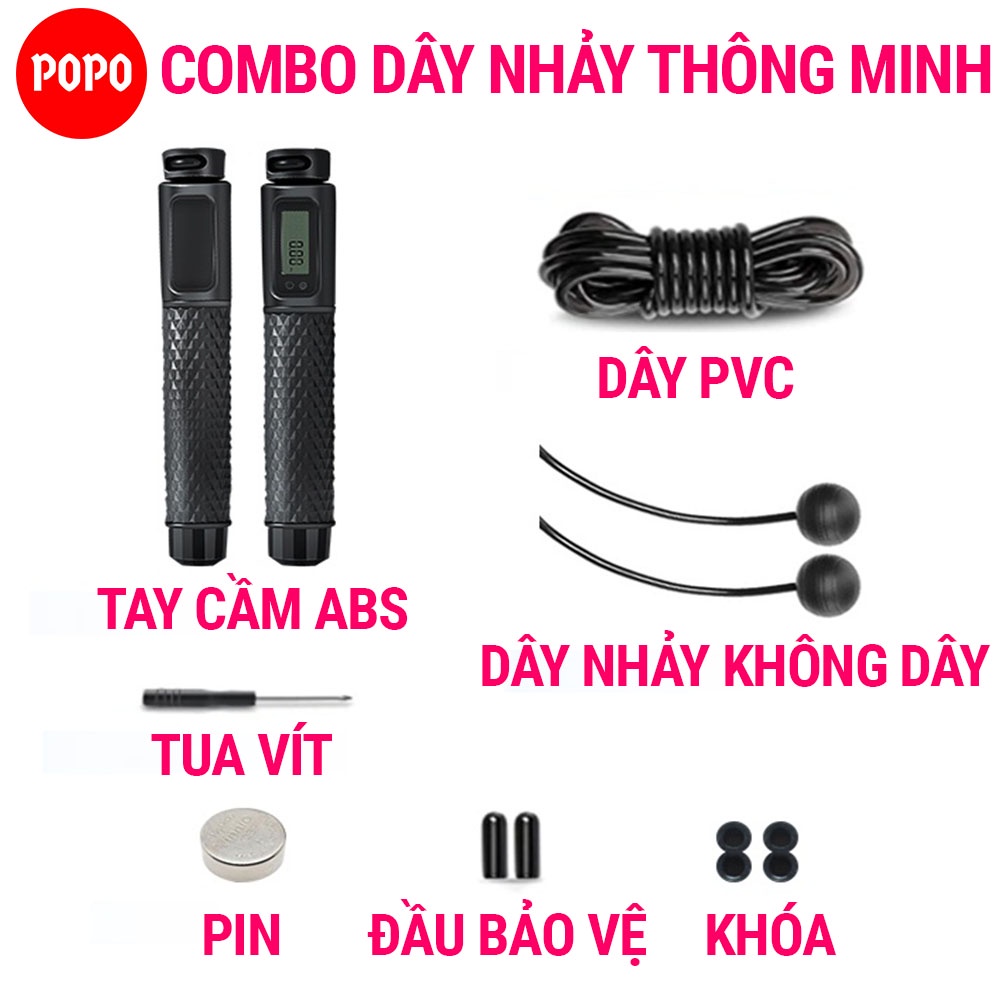 Dây nhảy đếm vòng SPORTY dây nhảy dây cao cấp, đếm số chính xác có thể điều chỉnh độ dài của dây tập yoga