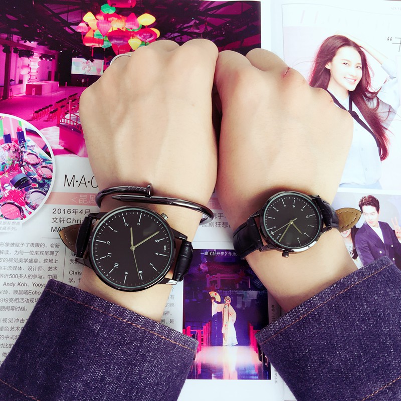 Đồng hồ đeo tay cặp đôi đẹp thanh lịch - Giá bán trên là 2 chiếc như hình + tặng kèm thêm 2 viên pin
