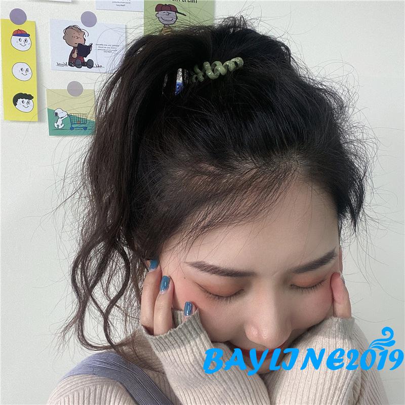 Dây buộc tóc co giãn màu trơn xoắn ốc không để lại dấu vết cho nữ