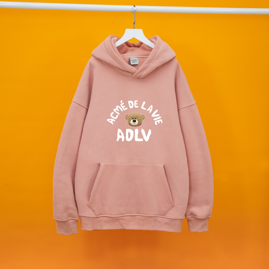 Áo nỉ hoodie ADLV GẤU Hogoto shop , Áo nỉ hoodie unisex nam nữ form rộng oversize chất liệu Cotton