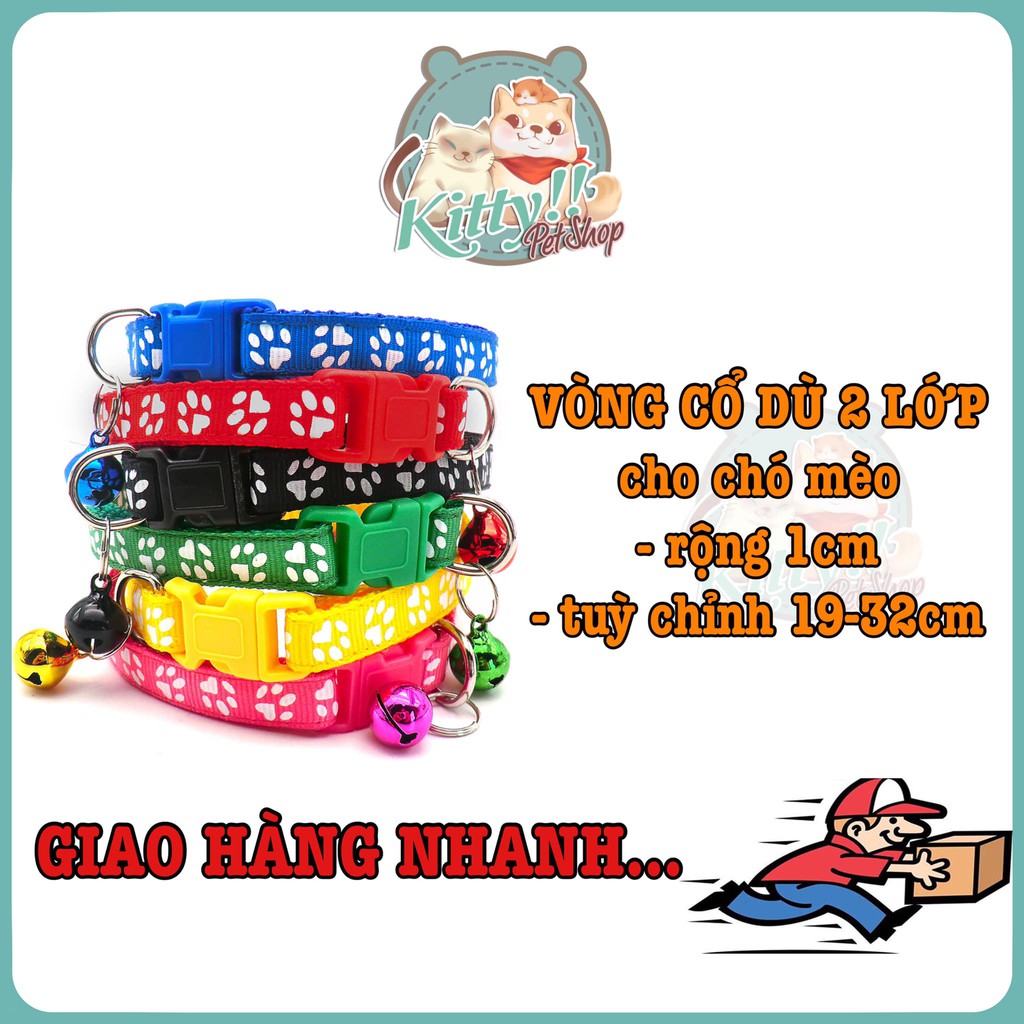 Vòng cổ dù dành cho chó mèo, vòng cổ lắc chuông nhiều màu, bền đẹp, giá rẻ cho thú cưng - Kitty Pet Shop