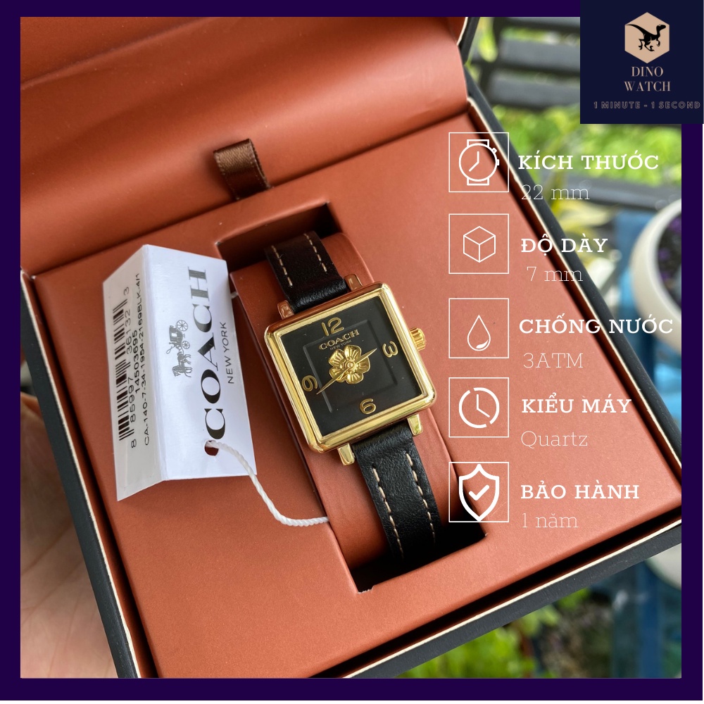 Đồng hồ Nữ Coach Hoa Mai 14503695 - Dây Da Màu Đen - Size 22x22mm