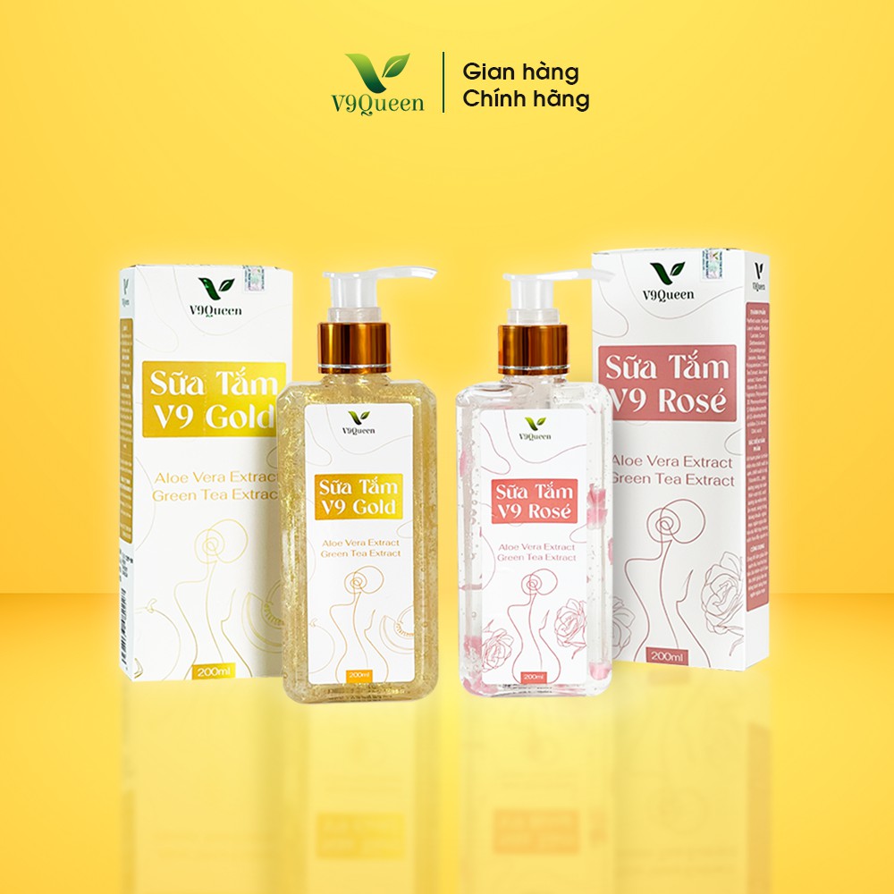 [BỘ ĐÔI] Sữa Tắm Trắng Da, Hương Nước Hoa Quyến Rũ (V9 Gold + V9 Rosé) 200ml/Chai