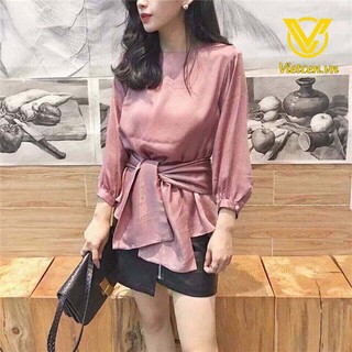 Áo sơ mi nữ lụa thắt eo hot hit < Siêu Hot 2019 >
