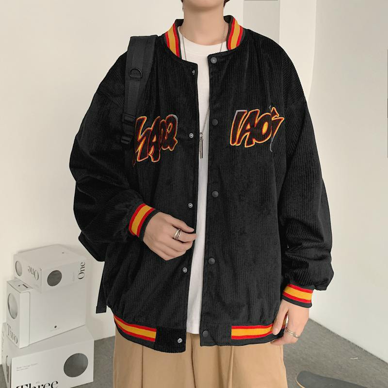 Áo Bomber/ Áo khoác nhung tăm Thêu LoGo cúc bấm  From Unisex Thời Trang nam nữ - Shop3nunisex