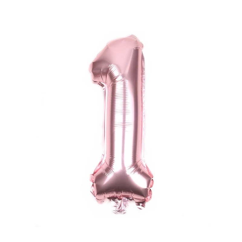 Bong bóng lá nhôm hình số 0-9 màu vàng hồng 16 inch