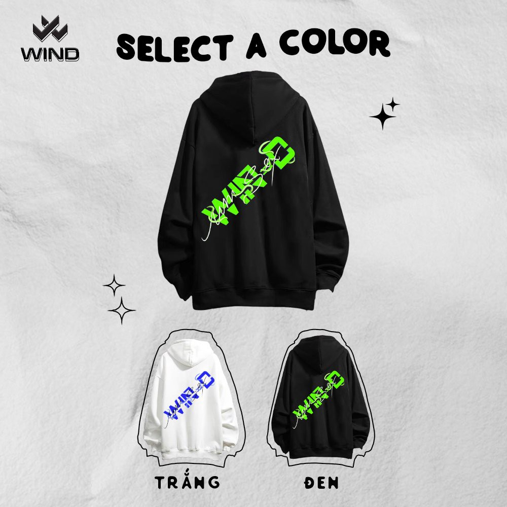 Áo hoodie form rộng WIND unisex nỉ bông HD24 thời trang nam nữ oversize ulzzang