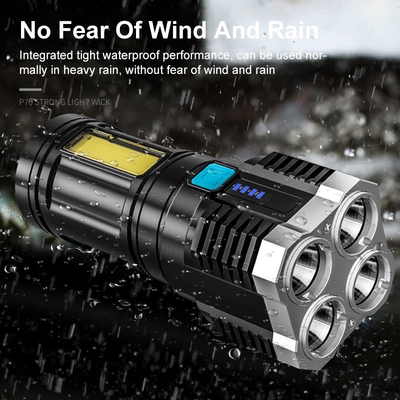 Đèn Pin led cob 4 Nấc Đa Năng Siêu Sáng Có Thể Sạc Lại Tiện Dụng