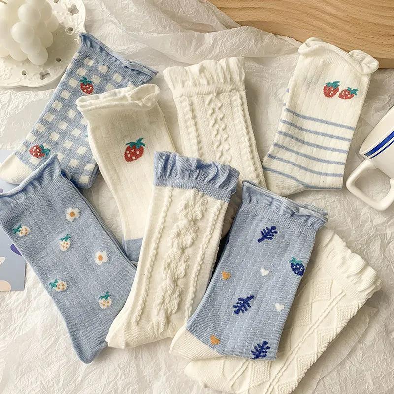 1 Đôi Vớ Họa Tiết Trái Cây Màu Xanh Cho Nữ