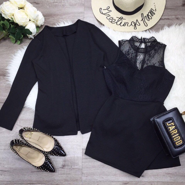 Combo jum giả váy kèm áo khoác vest