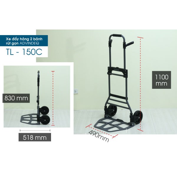 Xe đẩy hàng 2 bánh rút gọn ADVINDEQ TL-150C (tải trọng chở 150kg)