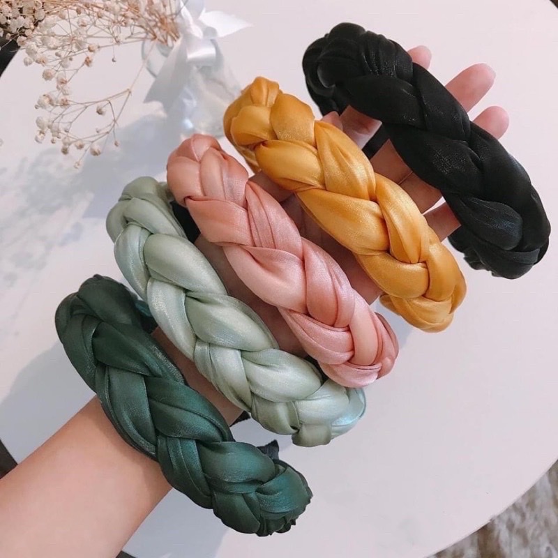 Bờm Tóc Tết Đính Ngọc Trai_Băng Đô Cài Tóc Vải_ giá rẻ ạ