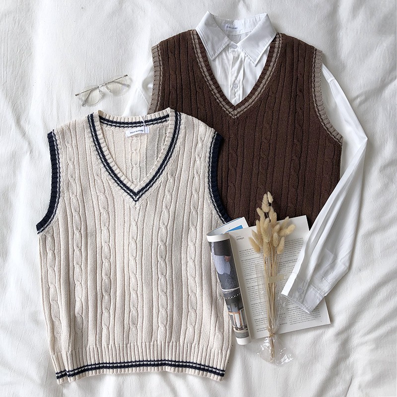 Áo Len Không Tay Cổ Chữ V Phong Cách Hàn Quốc 27882