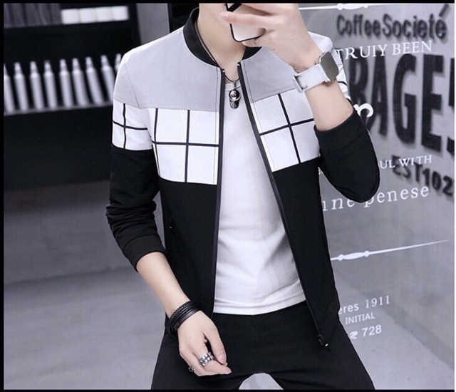 Áo khoác nam thời trang Hàn Quốc Bomber caro