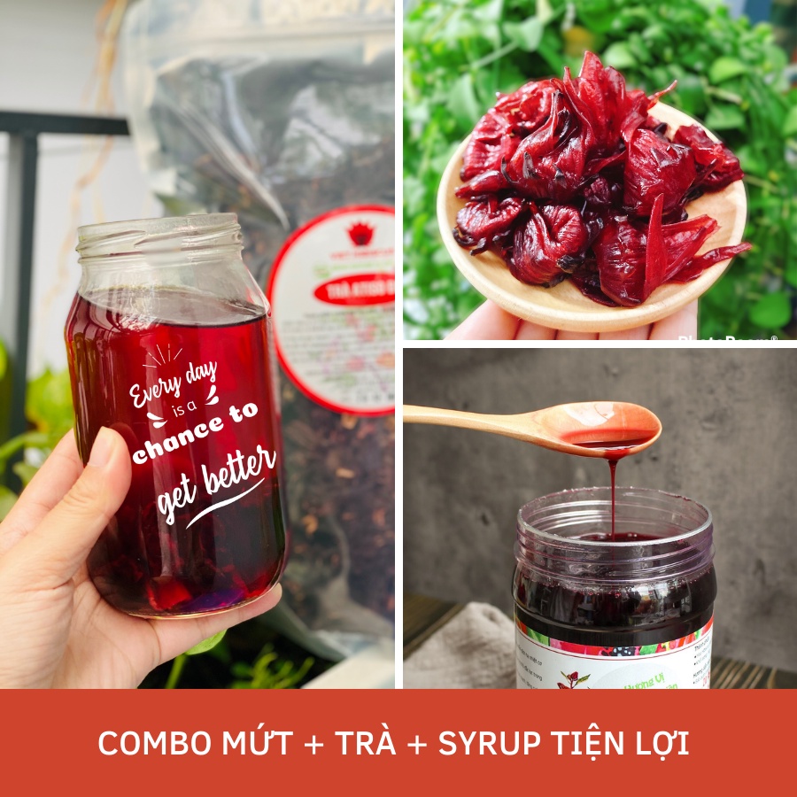 Combo Mứt Hibiscus + Trà + Siro Atiso đỏ cực thích