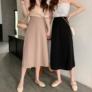 Xiaozhainv Chân Váy Midi Chữ A Lưng Cao Màu Trơn Hợp Thời Trang  ྆