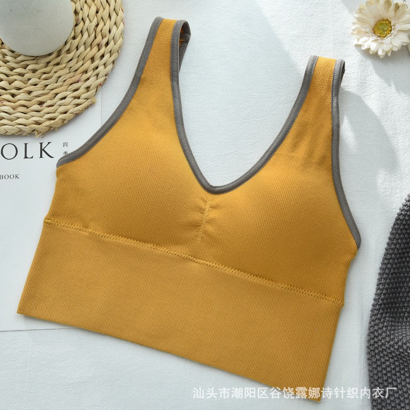 Áo Ngực Thể Thao Nữ Không Đường May Có Đệm Ngực Chống Tuột Bằng cotton