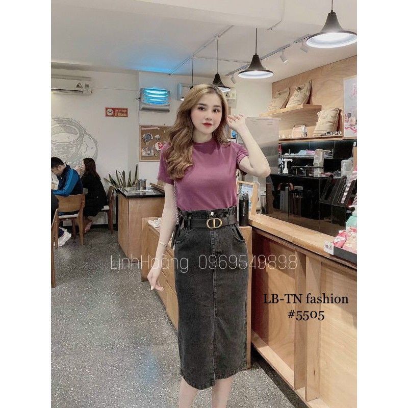 CHÂN VÁY JEAN🍀CHÂN VÁY BÒ DÁNG DÀI CẠP CAO LƯNG THUN CO GIÃN MIX ĐỒ SIÊU ĐẸP | BigBuy360 - bigbuy360.vn