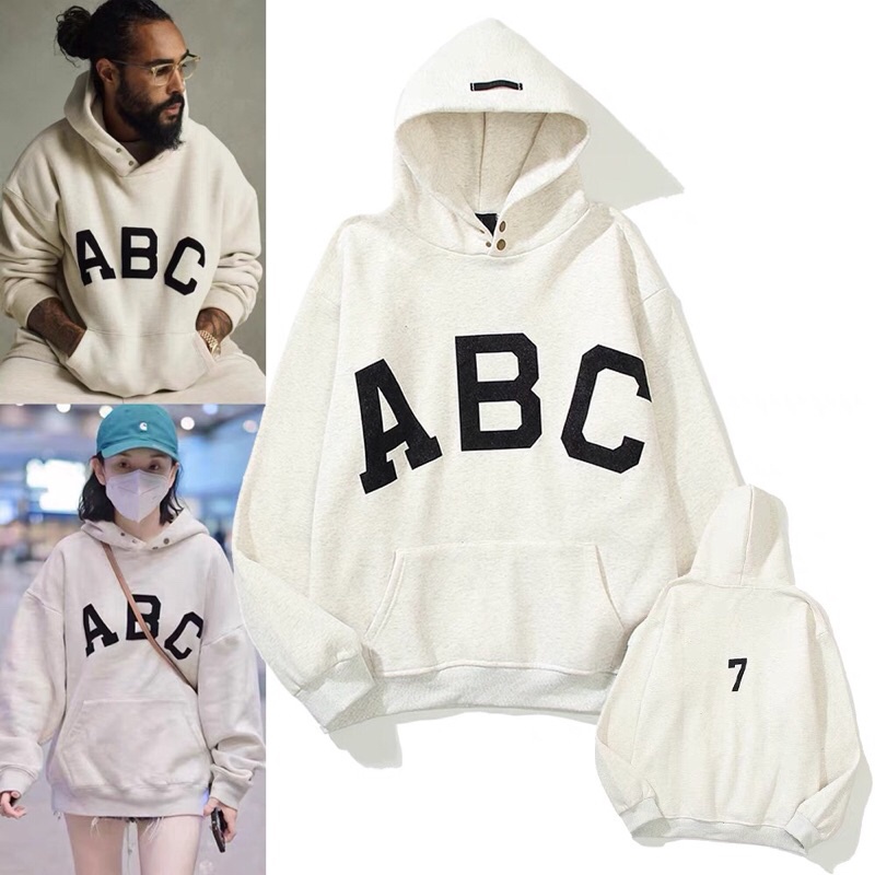 Áo hoodie nỉ thêu chữ ABC phong cách basic dễ phối đồ dễ mặc