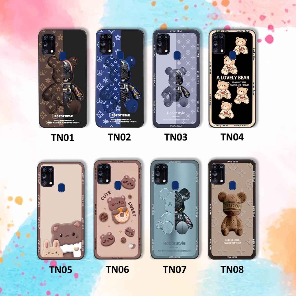 Ốp Samsung M31 bear brick, gấu đáng yêu, dễ thương