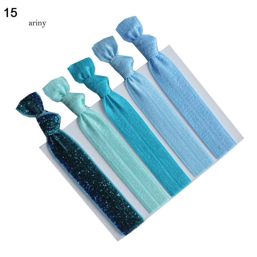 ★Set 5 Dây Cột Tóc Co Giãn Nhiều Màu Sắc Thời Trang Cho Nữ Giá Đỡ