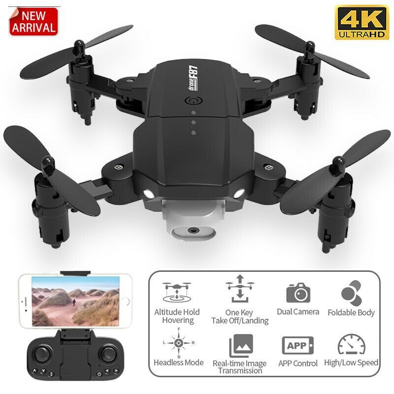 Drone Mini Dual Camera Có Đèn Led ⚡️Tặng Pin Dự Phòng⚡️ Máy Bay Điều Khiển Từ Xa Flycam F87 4K