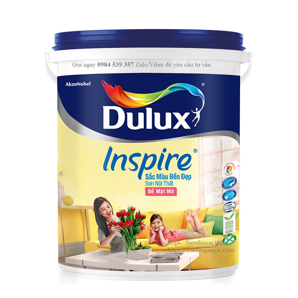 [FREESHIP]+[GIÁ SỈ] Sơn nước nội thất cao cấp DULUX INSPIRE Bề mặt mờ - 39A - 18 lít (màu pha)