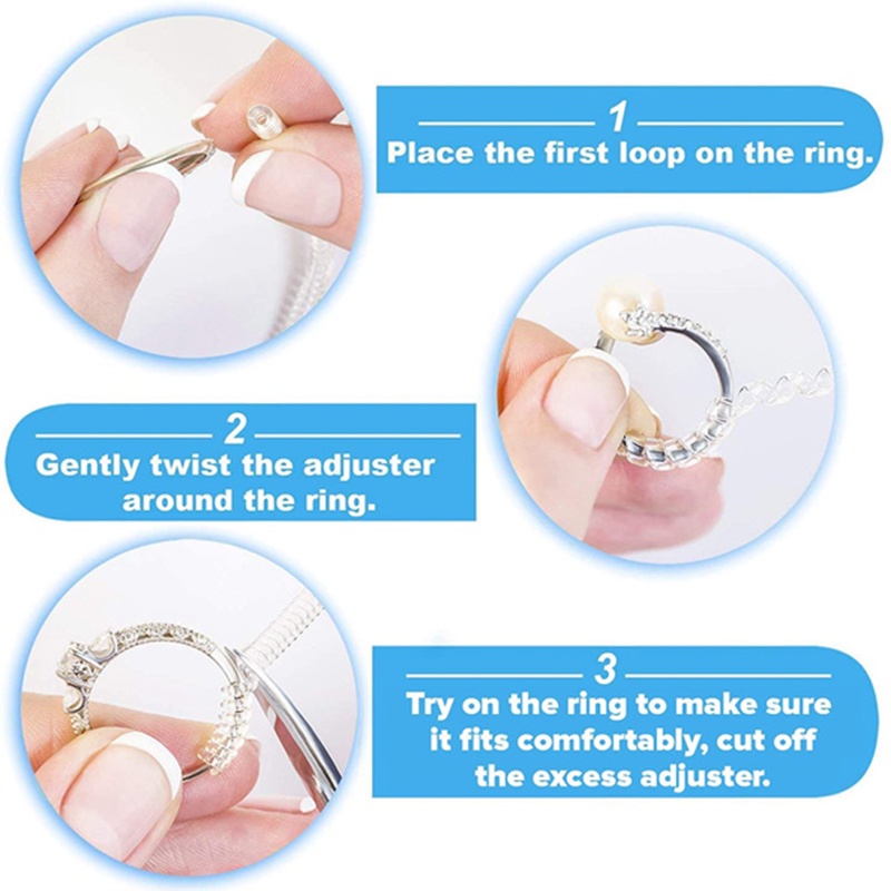 Set 5 Đế Lót Nhẫn Hình Xoắn Ốc Trong Suốt Điều Chỉnh Kích Thước