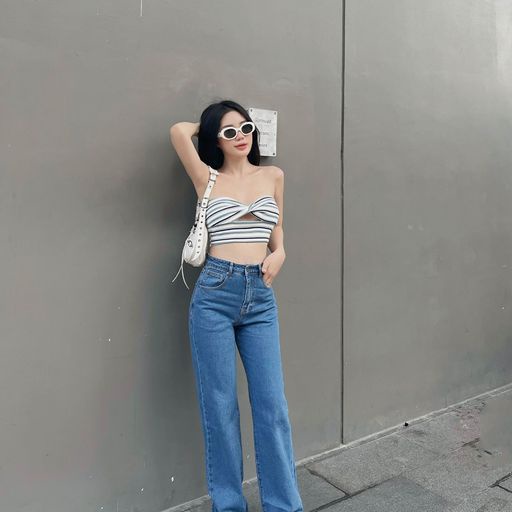 Áo Croptop Nữ Sleeveless Twisted , Chất Vải Thun Sọc Thoải Mái , WC000182,SOMEHOW