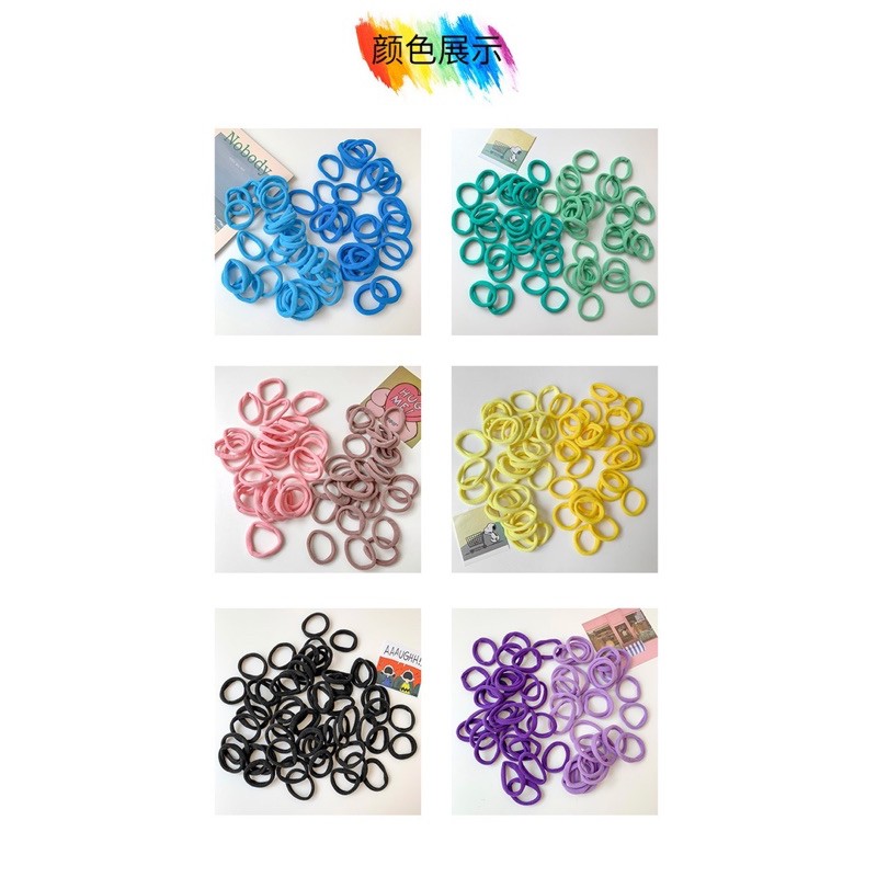 Dây cột tóc thun hộp 50c màu ngọt ngào dễ thương