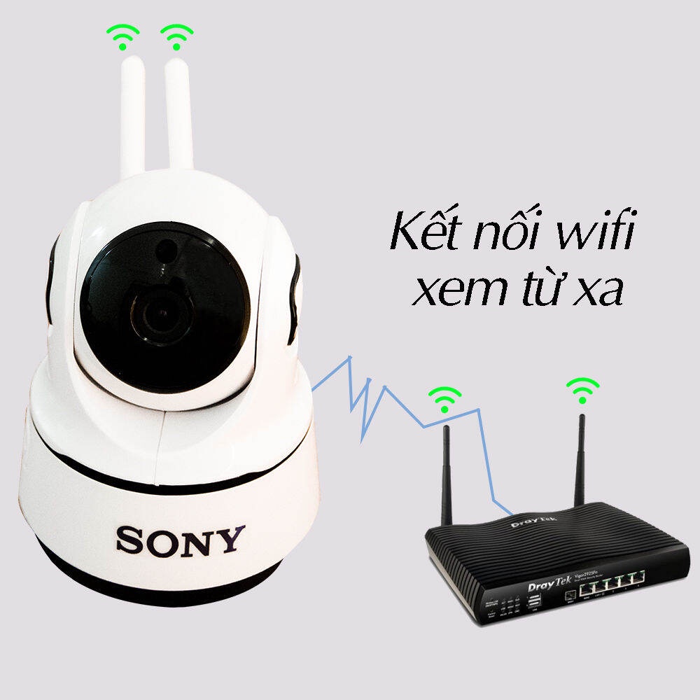 Camera Wifi Sony 3.0 Trong Nhà Sony 2 Râu 3.0 Mpx Full Hd 1080P, Hỗ Trợ 12 Đèn Hồng Ngoại BH 5 năm