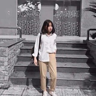 quần baggy basic, quần baggy thô kaki 1cúc m57
